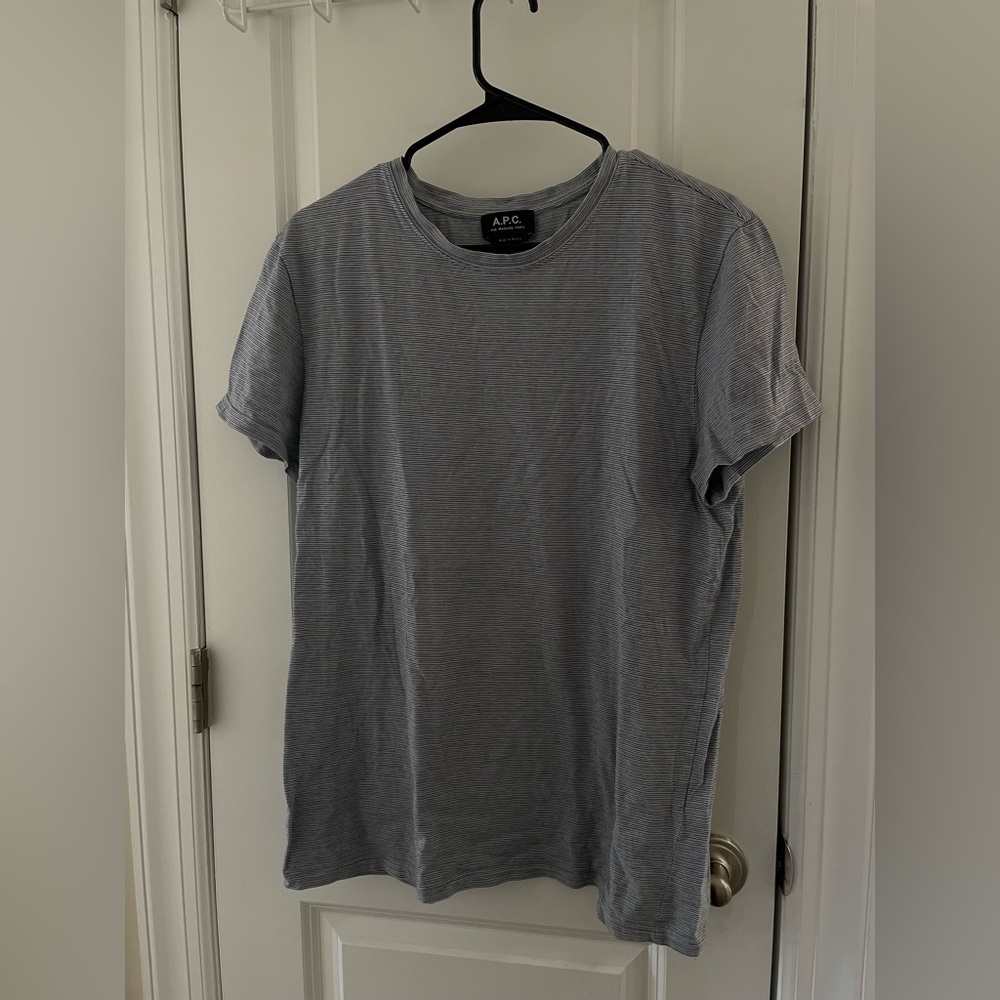 Vintage Rare APC Tee T-Shirt, blue striped thin fitted
